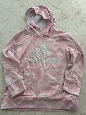 Girls Adidas Pink Marble Hoodie